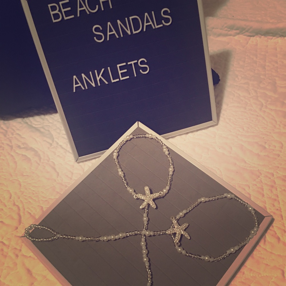 Pearl Rhinestone Starfish Beach Sandals NEW PAIR